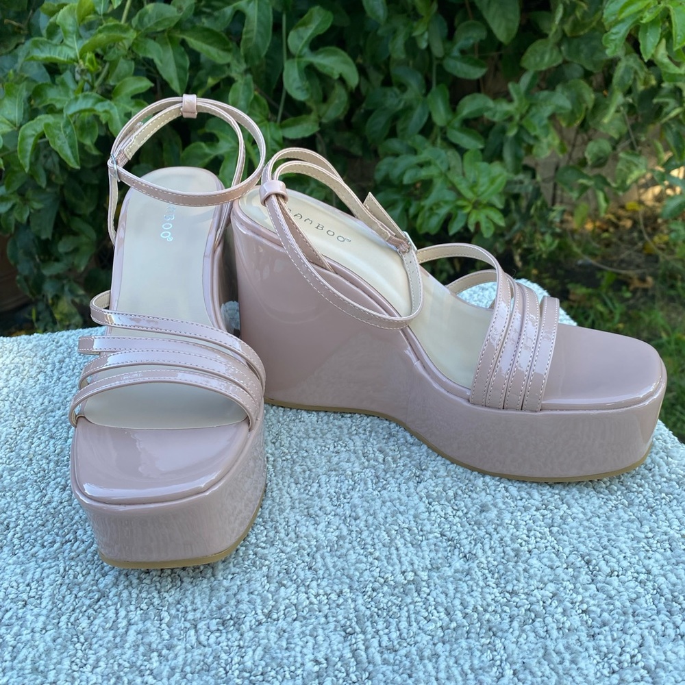 Nude platform heels